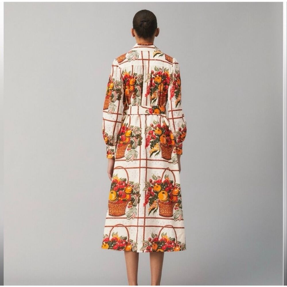 Tory Burch Broderie Anglaise Painter’s Dress fruit basket women’s size 10 - Picture 3 of 14